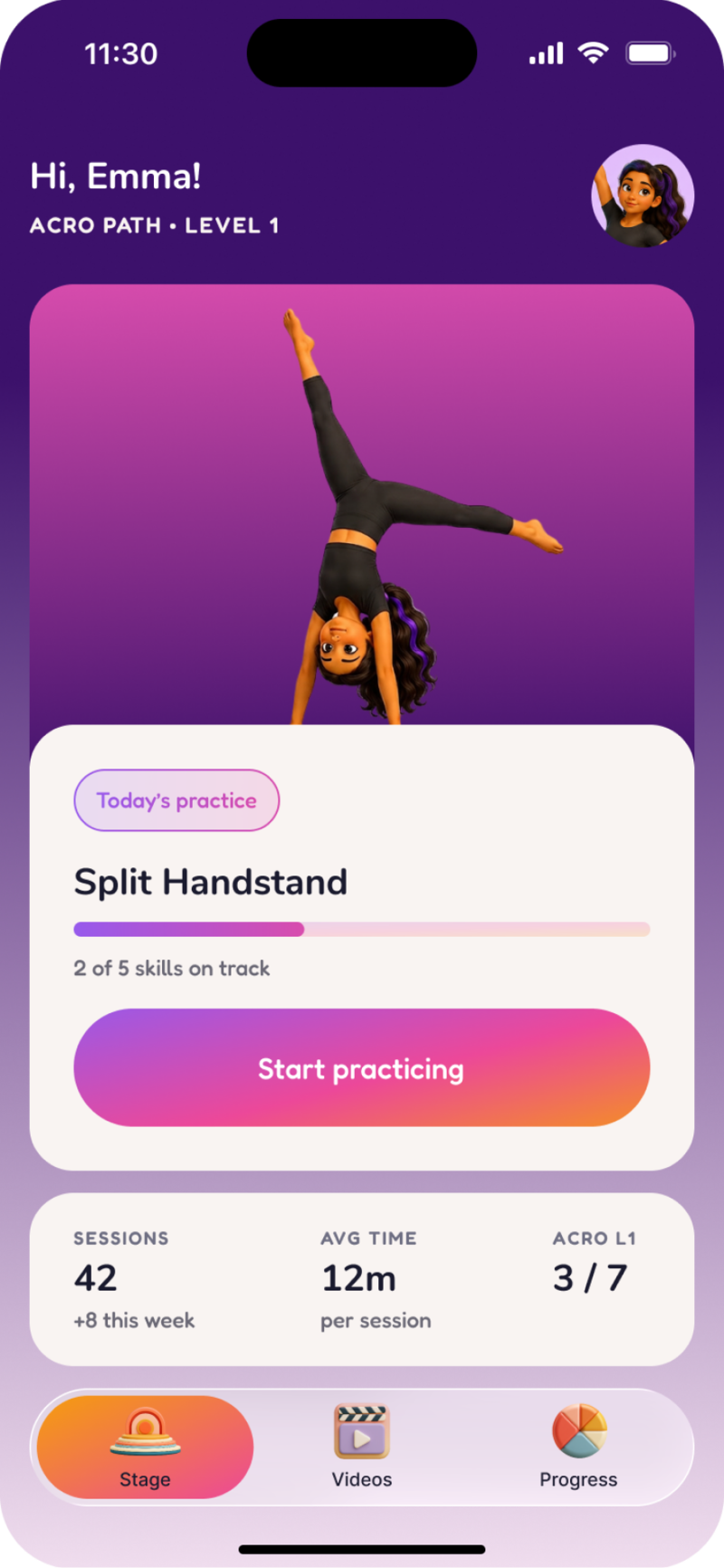 8Counts practice screen