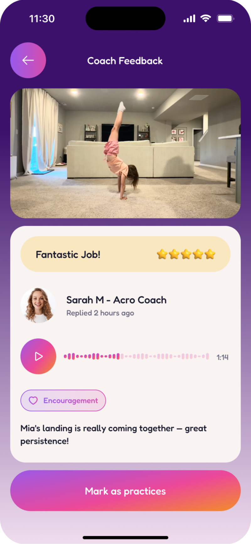 8Counts coach feedback screen